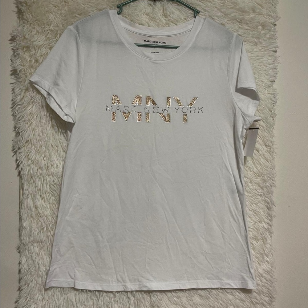 Marc New York White Fitted Short Sleeve Tee
